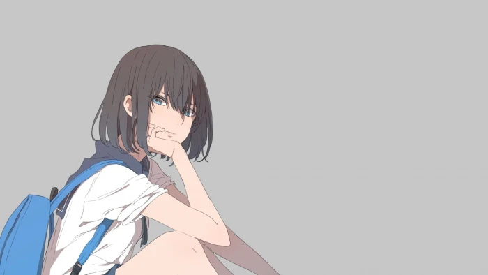 anime manga girls gray background simple 2k