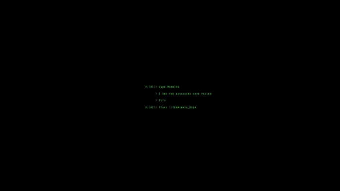 black background with text overlay code dark humor minimalism 2k