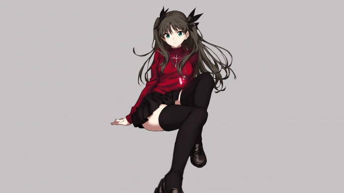 black haired female anime character legs girls Tohsaka Rin 2k
