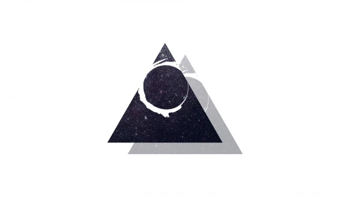 black triangle digital art abstract simple stars white minimalism 2k