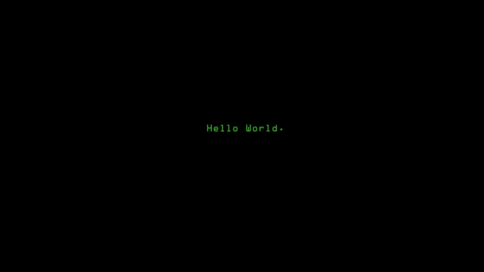 Hello World text minimalism code quote digital art abstract 2k