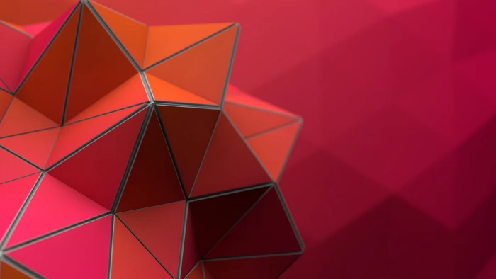 red digital wallpaper geometry abstract low poly shape backgrounds 2k