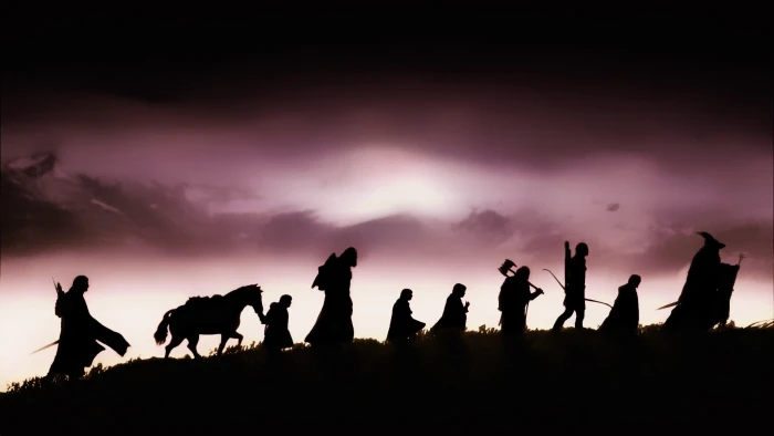 silhouette of people walking painting The Lord the Rings 2k