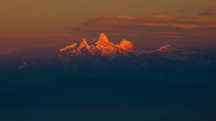 snowcap mountain digital wallpaper nature landscape sky clouds 2k