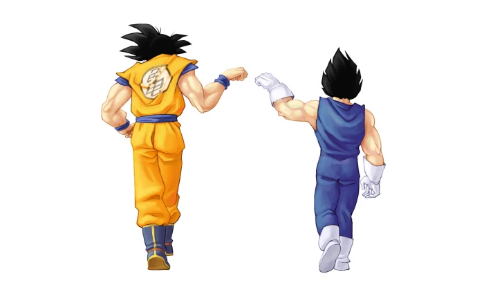 Son Goku and Vegeta illustration Dragon Ball anime boys white background 2k
