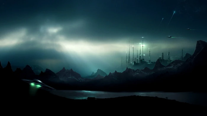 air craft near body of water wallpaper space science fiction 2k