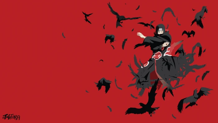Anime Naruto Itachi Uchiha flying animal wildlife bird 2k