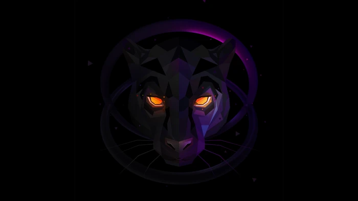 black panther logo panthers illuminated purple studio shot 2k