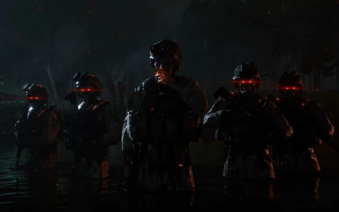 Death Stranding video games soldier weapon rifles red eyes 2k