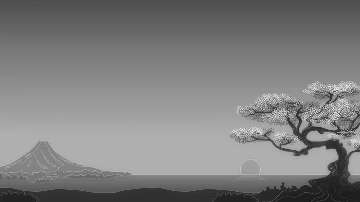 digital art nature mountains minimalism Sun horizon monochrome 2k