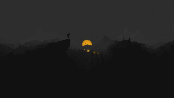 Firewatch dark night minimalism videogame landscape 2k 4k 5k