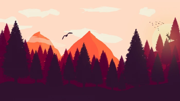 forest illustration Firewatch digital art birds landscape 2k