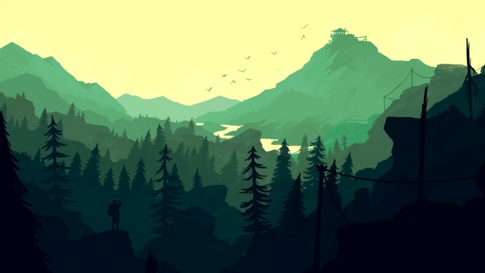 forest illustration Firewatch video games landscape mountain 2k