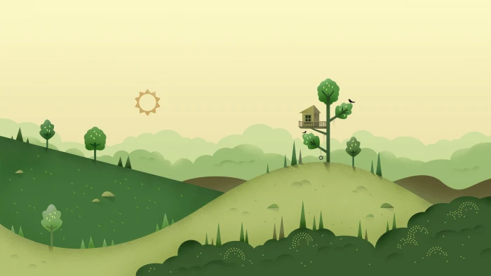 green and brown mountain illustrations digital art minimalism 2k