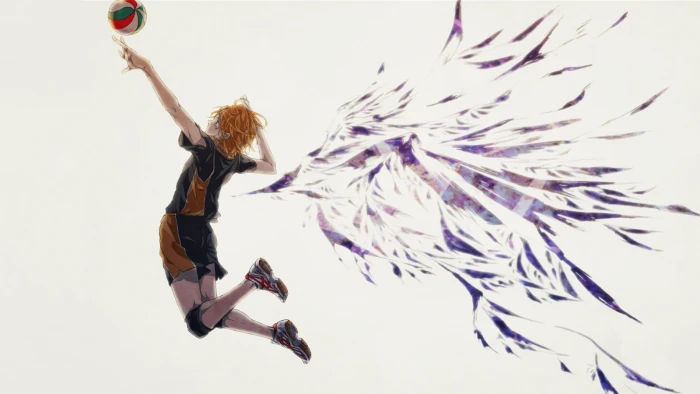 Haikyuu one person jumping motion mid air studio shot 2k