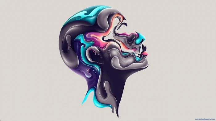 multicolored human head illustration Rik Oostenbroek simple background 2k