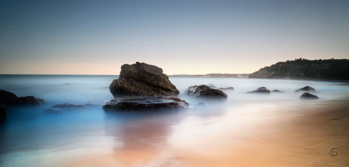 ocean with stones sony Turimetta Beach sea sunset nature 2k