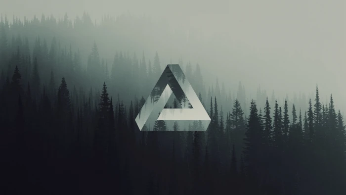 pine trees triangle geometry forest Penrose fog 2k