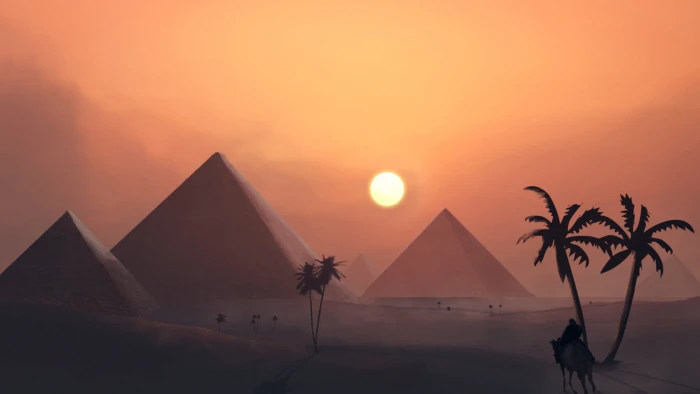 pyramids illustration landscape digital art Egypt desert 2k