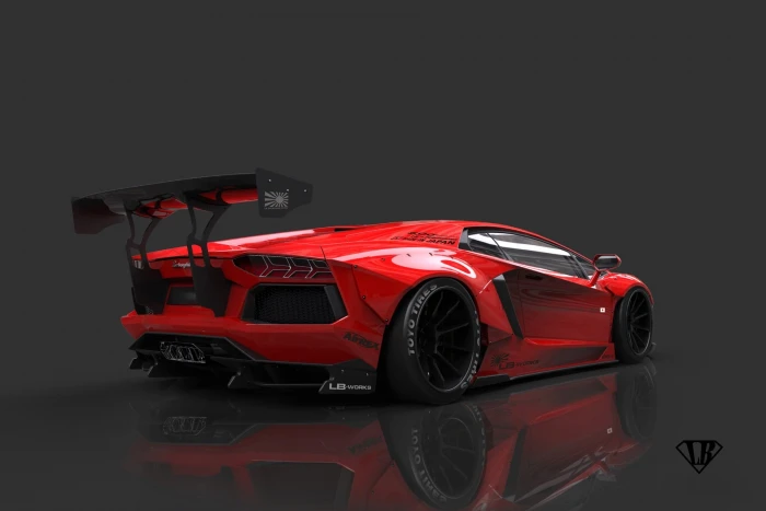 red and black sports coupe Lamborghini Aventador 2k