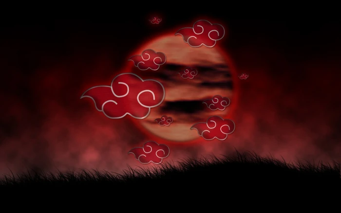 Red Clouds Akatsuki digital wallpaper Naruto Shippuuden anime 2k
