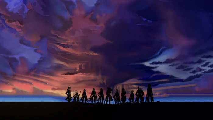 silhouette of character wallpaper Shingeki no Kyojin anime 2k