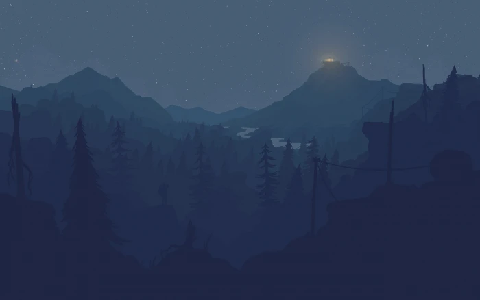 silhouette of mountain Firewatch video games landscape artwork 2k