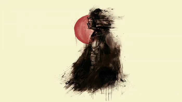 Star Wars Darth Vader artwork black samurai illustration Red sun 2k