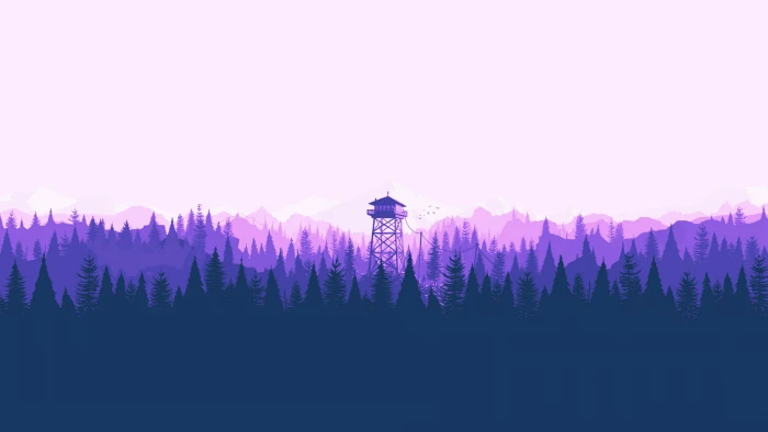 Vaporwave version of the classic Firewatch tree plant nature 2k