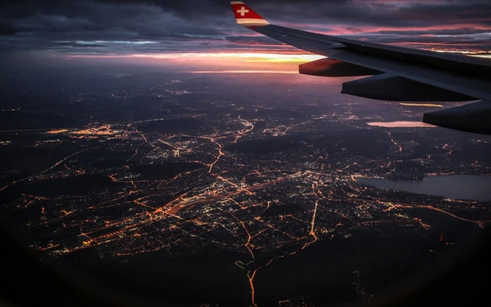 aerial photo of city nature landscape airplane window cityscape