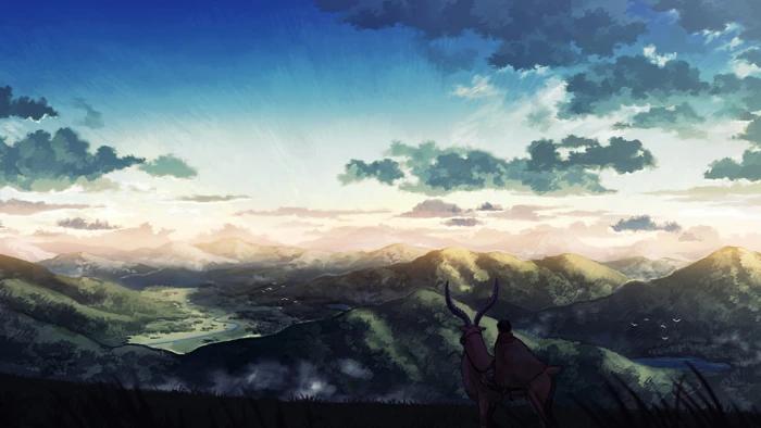animated character riding animal illustration Studio Ghibli