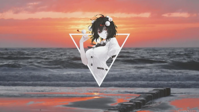 anime girls picture in beach Touhou Shameimaru Aya 2k