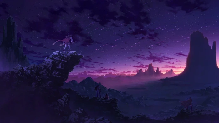 anime sky landscape purple 2k