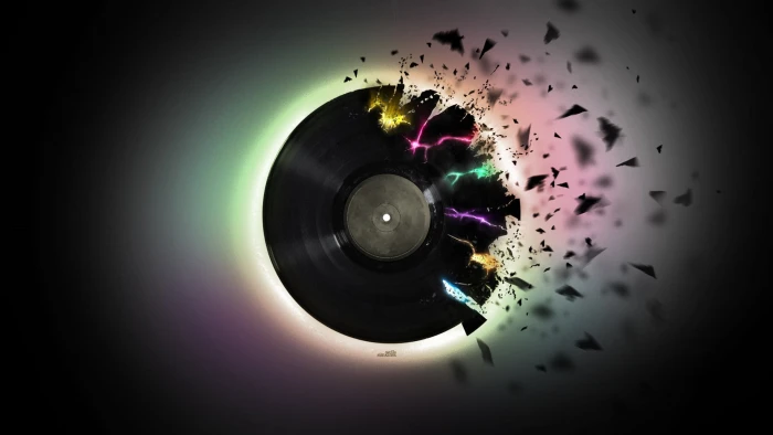 black vinyl album record wallpaper music digital art colorful 2k
