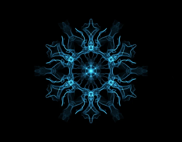 blue snowflake illustration dark abstract digital art black