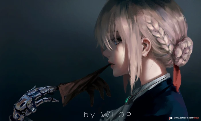 brown haired female anime character wallpaper girls WLOP 2k