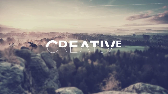 Creative text illustration landscape typography blurred filter 2k