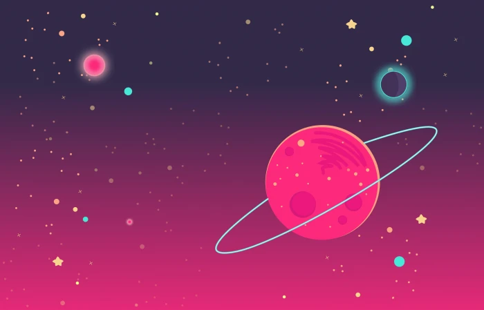 Deep Colorful Outer Space Cartoon Illustration astronaut background 2k