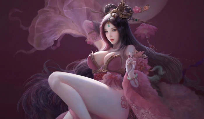Diaochan girl the game fantasy art Ruoxin Zhang illustration Game 2k