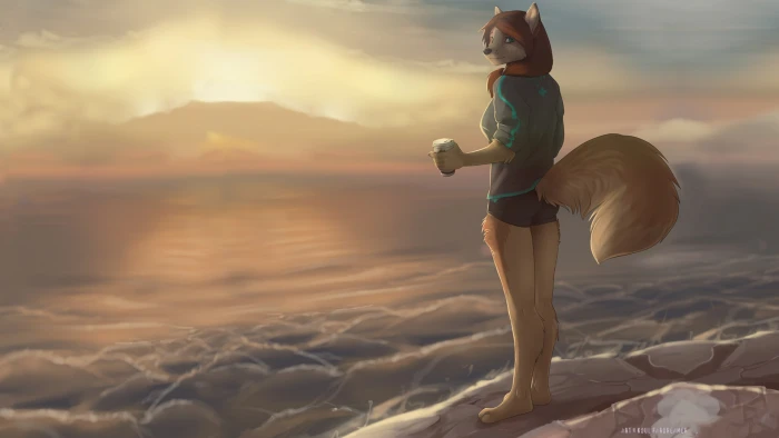 furry Anthro sunset land beach sky water lifestyles 2k