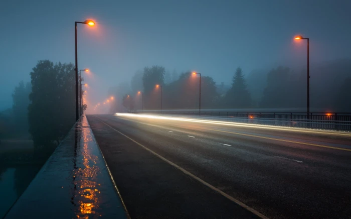 black asphalt road photography of heavy rain on street night 2k