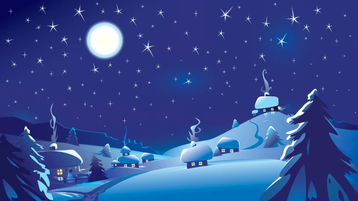 house covered with snow during night illustration digital art 2k