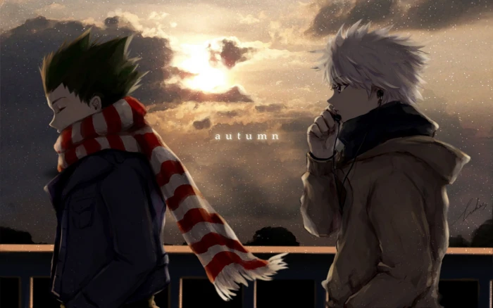 Hunter Gon anime sky closed eyes