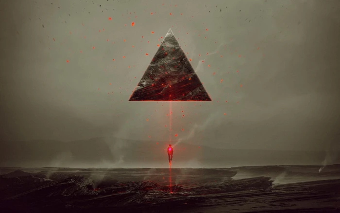 gray triangle illustration pyramid sea artwork paint splatter 2k