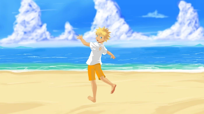 kid Uzumaki Naruto wallpaper sea beach art Anime one person 2k