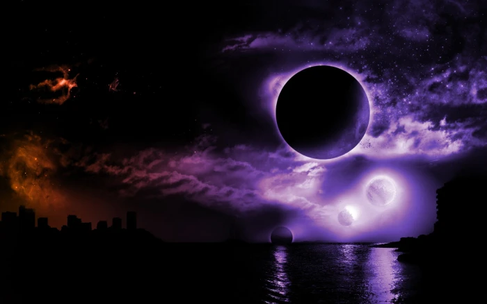 moon illustration space digital art night Kansas City purple 2k
