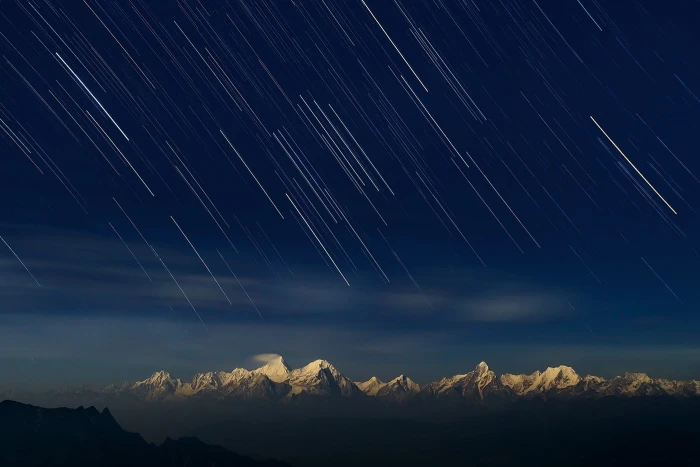 meteor shower on mountains photography landscape nature stars
