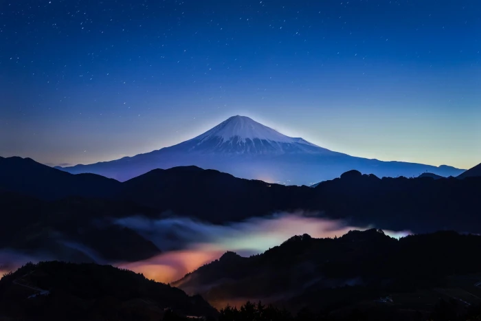 Mount Fuji Japan nature landscape mountains scenics 2k