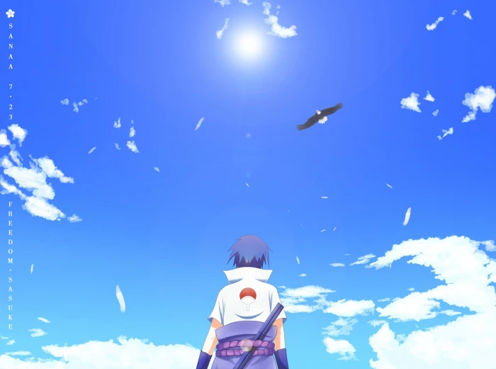 Naruto Uchiha Sasuke illustration Shippuuden anime clouds 2k
