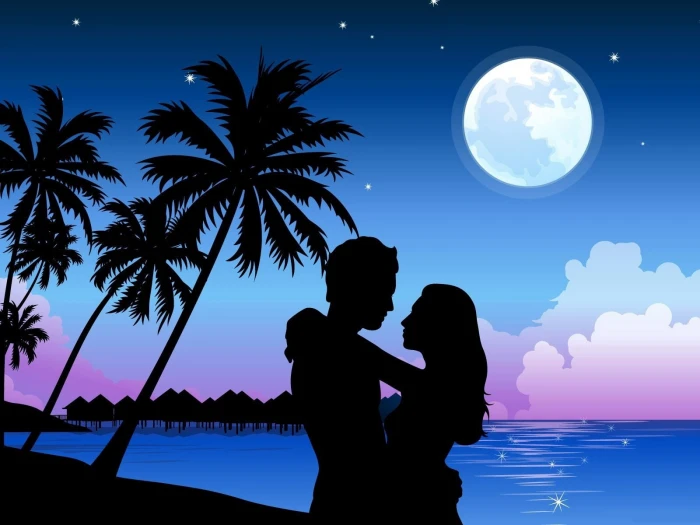 silhouette photography of man and woman couple sky purple 2k